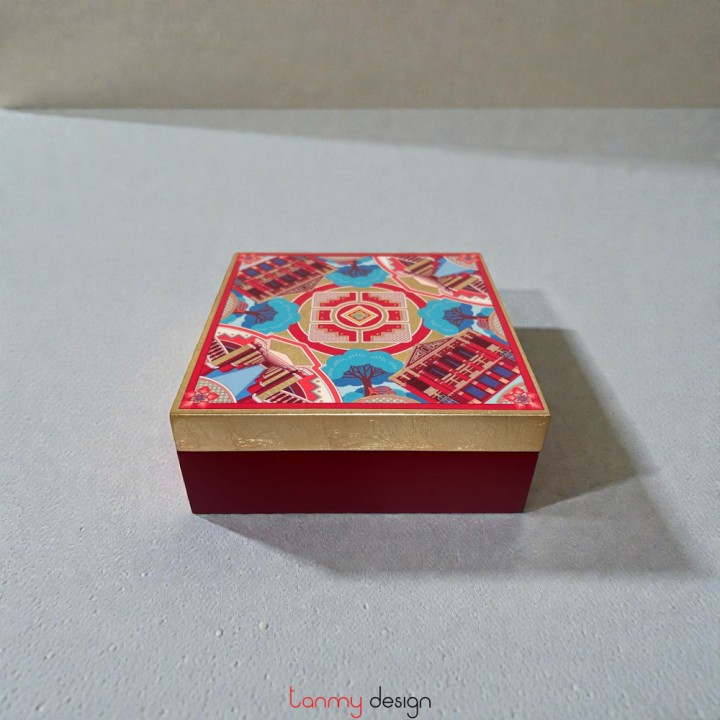 Hue national high school square lacquer box 15x15x6 cm